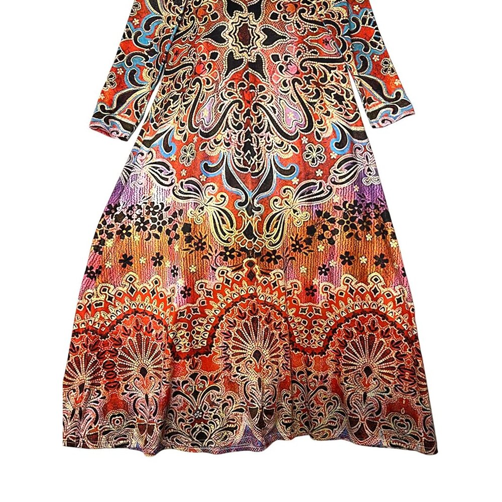 Bohemian Long Sleeve V-Neck Maxi Dress Large A Style Fall Comfortable - Picture 8 of 11